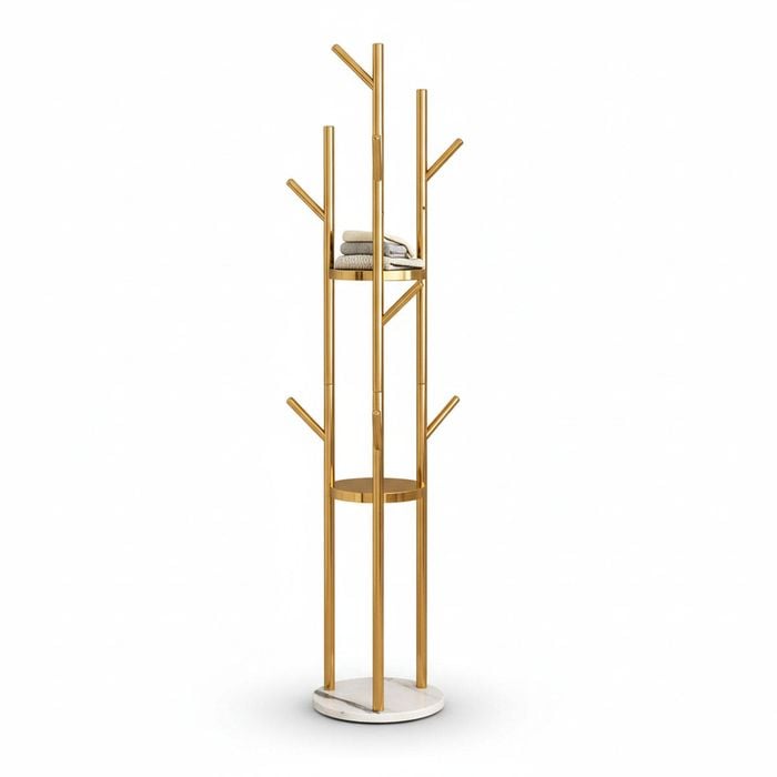 Marble & Metal Coat Rack Stand Heavy Duty