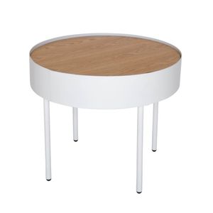 SK Designer Living | Lunar Round Side Table - White & Natural