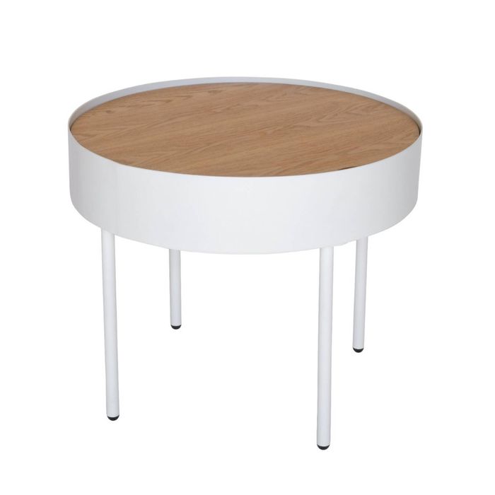 SK Designer Living | Lunar Round Side Table - White & Natural