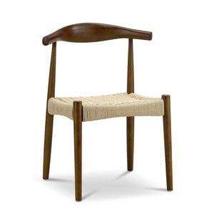 Elba Set Of 2 Brown & Natural Solid Ashwood Woven Cord Dining Chair