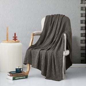 CottonMore Soft Corrugated Seersucker Pattern Blanket Throw Rug Brown