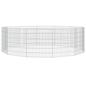 vidaXL 12-Panel Animal Enclosure Animal Run Cage Pet Hutch Galvanised Iron