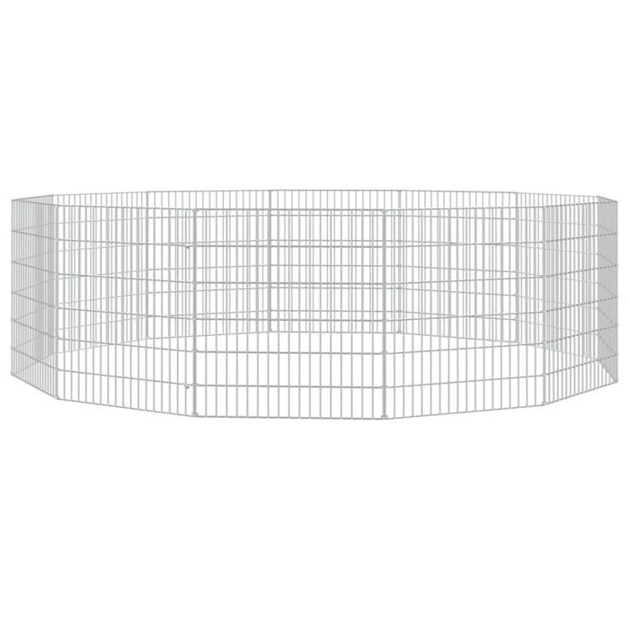 vidaXL 12-Panel Animal Enclosure Animal Run Cage Pet Hutch Galvanised Iron