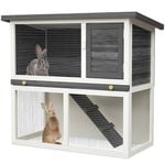 Advwin Rabbit Cage Hutch 2 Storey  Chicken Coop Pet Playpen Wooden