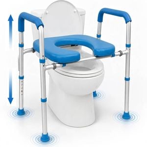 Altus Raised Toilet Seat Adjustable Over Toilet Frame with Padded Seat Blue