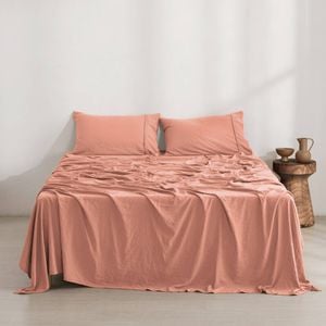 Dreamaker Superfine Washed Microfibre Sheet Set Pink Clay King Single Bed