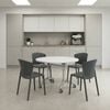 Olg Meeting Room Bundle: Modulus 1200mm Round Flip Table White + 4 Ripple Stackable Chairs Storm Grey