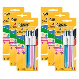 18pc Bic 4-colour Shine Metallic Pen Set 1mm Stationery Writing/drawing Ballpen