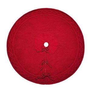 Catzon Christmas Tree Skirt 48inch Knitted Red Xmas Tree Mat