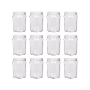 Argon Tableware 380ml Glass Jam Jars With No Lids - Set Of 12 Empty Screw Top Kitchen Storage Preserving Jar