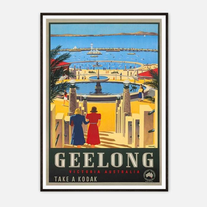 Galrie Vintage Geelong Victoria Australia Travel Poster by James Northfield Art Decor, Black Frame, A0 84 x 119cm (33 x 47inch)