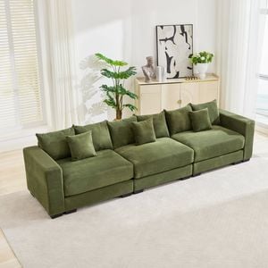 Homfurn 326cm Oversized 3 Seater Sofa, Corduroy Large Sectional Couches, 3 Seater Couches with Wide Arms
