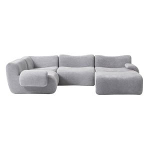 MIUZ 5PC Modular U Shape Sofa,1-5 Seater Grey Sofa Set, Corner, Ottoman, Armless