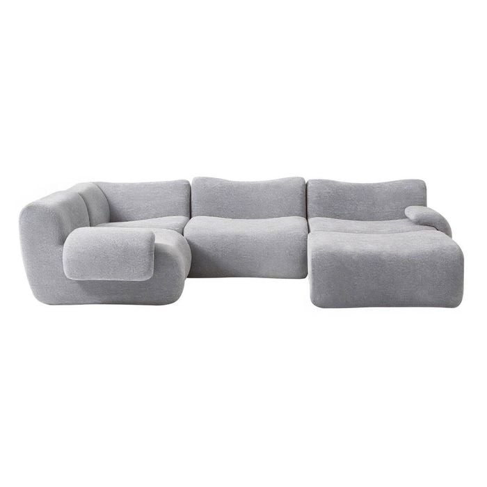 MIUZ 5PC Modular U Shape Sofa,1-5 Seater Grey Sofa Set, Corner, Ottoman, Armless