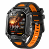 Smart Watch 1400mah Battery Outdoor Fitness Tracker Ip68 Waterproof Bluetooth Call Sos Flashlight Black Orange