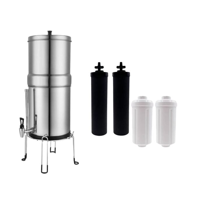 Orku 23L Gravity Benchtop Water Filter System with Gauge - Stainless Steel