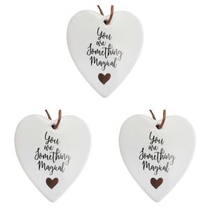 3PK LVD Ceramic Hanging 8x9cm Heart Magical w/ Hanger Ornament Decor