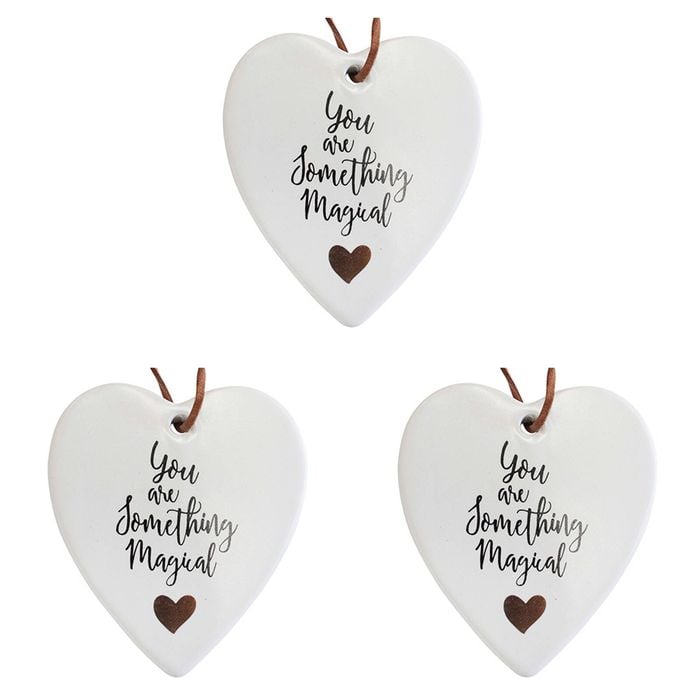 3PK LVD Ceramic Hanging 8x9cm Heart Magical w/ Hanger Ornament Decor