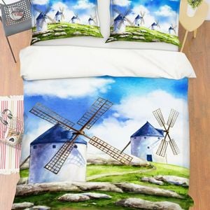 3D Windmill Stone 373 Bed Pillowcases Quilt King Size