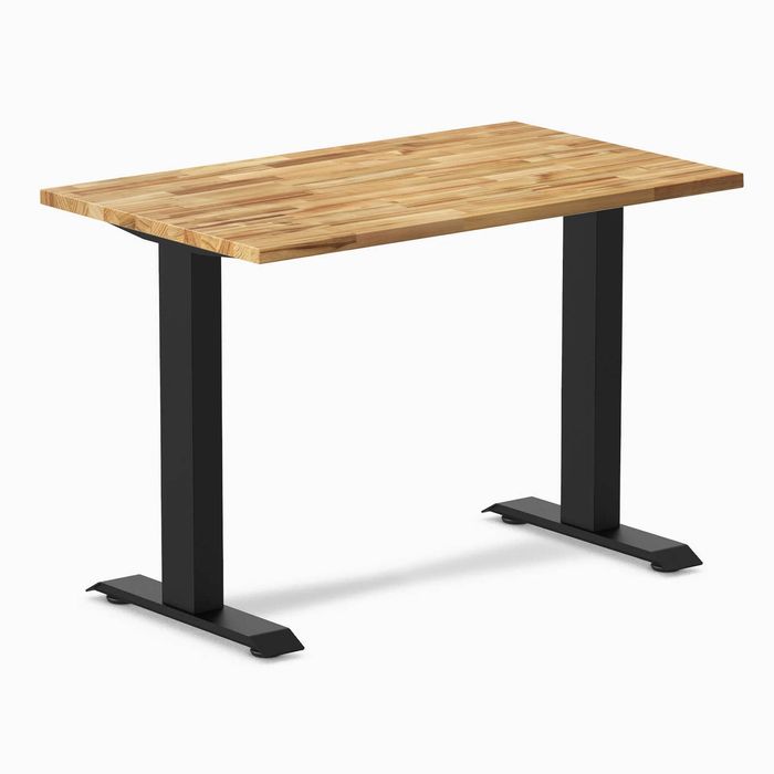 Desky Fixed Height Mini Hardwood Office Desk Matte Black Frame 100cm