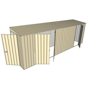 Build-A-Shed 1.2 x 6.0 x 2.0m Skillion Double with Single Hinged Side Doors Shed - Cream