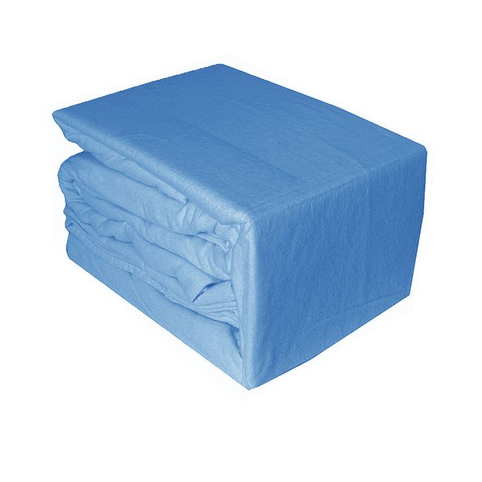 Ramesses Egyptian Cotton Flannel Sheet Set Mid Blue Queen