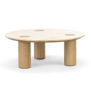 Ayra Coffee Table 100cm Round in Cream & Natural Oak