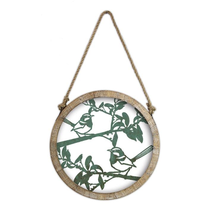 P&P 50×50×2.5cm Exquisite Blue Wren Wall Art Metal & MDF Craftsmanship for Nature-Inspired Home Decor