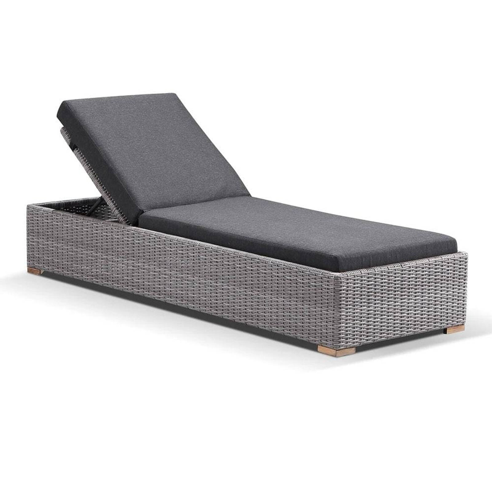 Outdoor Breeze Wicker Sun Lounge Charcoal
