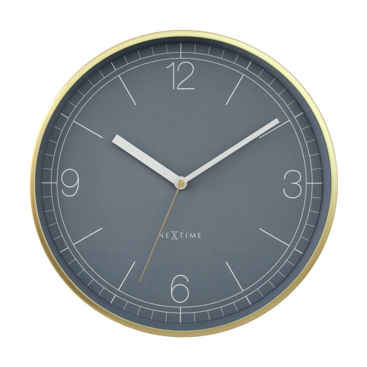Nextime Nova Wall Clock Brushed Aluminium Elegant Style Gold & Pigeon ...