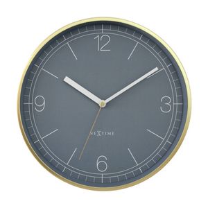 Nextime Nova Wall Clock Brushed Aluminium Elegant Style Gold & Pigeon Blue 30cm