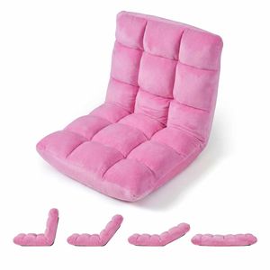 Costway Floor Chair 14position Adjustable Lazy Sofa Chaise Lounge Pink
