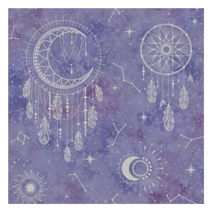 Dreamcatcher Purple/Silver Wallpaper  53cm x 10.05m