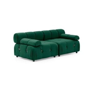 Foret 2 Seater Sofa Modular Arm Seat Tufted Velvet Lounge Couch Chaise Green