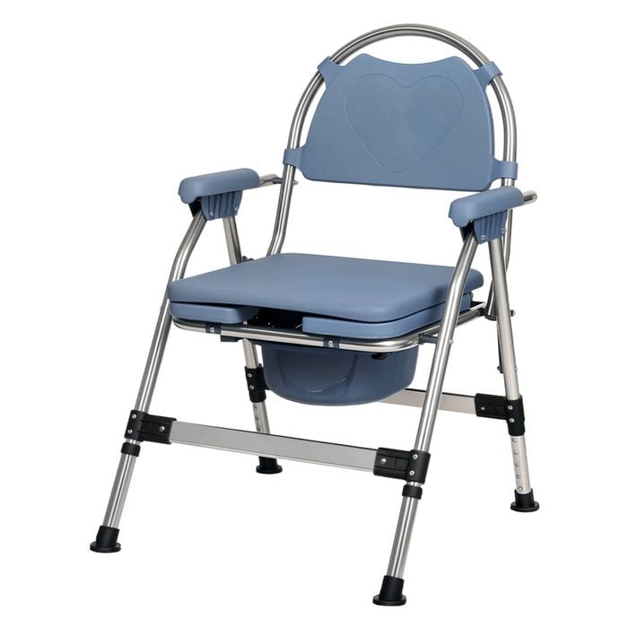 Levede Commode Toilet Chair - Stainless Steel - Blue