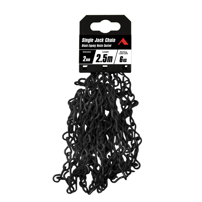 Pinnacle 2mm x 2.5m Black Matte Single Jack Chain