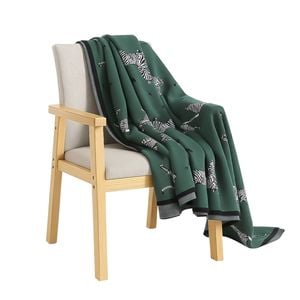 SOGA Olive Green Zebra Print Throw Blanket 130x180cm 100% Cotton