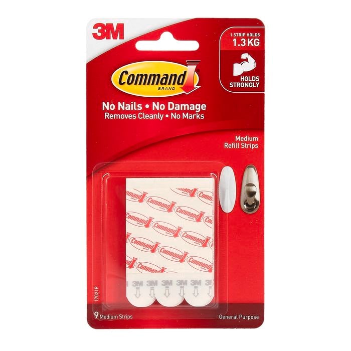Command™ Medium White Adhesive Refill Strips - 9 Pack