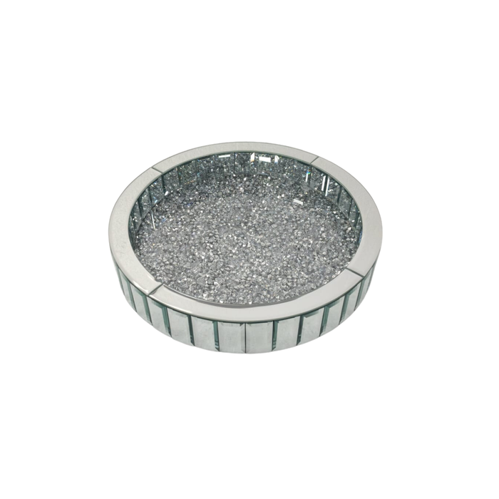 Elegant Collections Round Vogue Diamond Mirror Tray