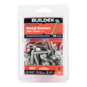 Buildex 12G x 35mm Class 3 Sheet Metal Screws - 50 Pack