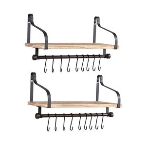 Levede Floating Shelf Brackets Heavy Duty Wall Mount Display Rack 2Pc Black