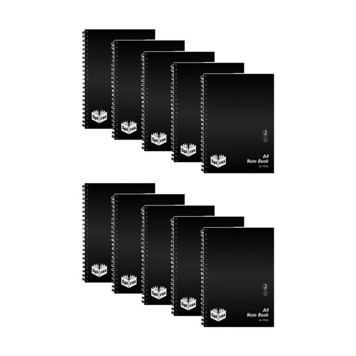 10pk Spirax P595a A4 Wire Bound Writing Notebook Polypropylene Cover 240 Pages