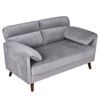 Advwin 2 Seater Sofa 120cm Love Seat Velvet Fabric Small Loveseat Sofa Couch for Compact Small Space Grey