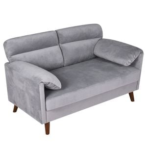 Advwin 2 Seater Sofa 120cm Love Seat Velvet Fabric Small Loveseat Sofa Couch for Compact Small Space Grey