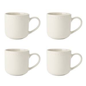 4pc Mikasa Cranborne Stoneware Mug Set, 320ml - Cream