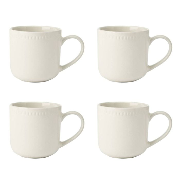 4pc Mikasa Cranborne Stoneware Mug Set, 320ml - Cream