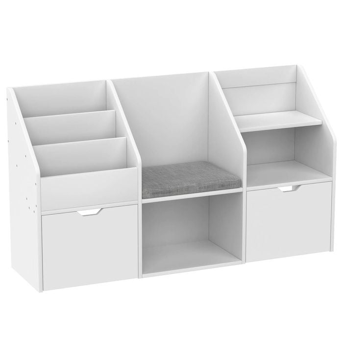 Ufurniture Kids Bookcase Standing Toy Organizer Cabinet Bookshelf White
