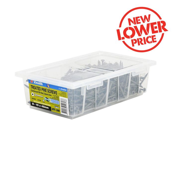 Zenith 8 - 10 x 45mm Tufcote Square Drive Treated Pine Screws - 500 Box