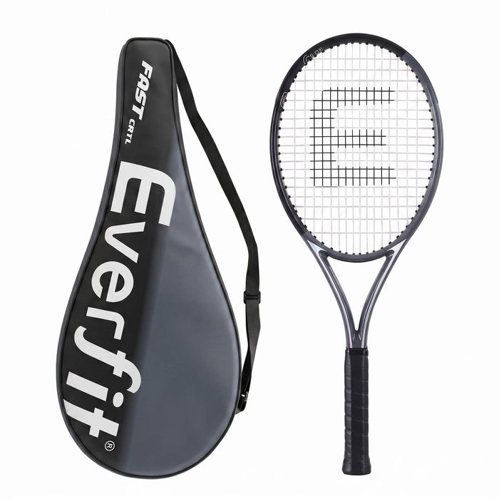 Everfit 27 Inch Tennis Racquet Lightweight Pre Strung Racket for Adult Beginner Players Black