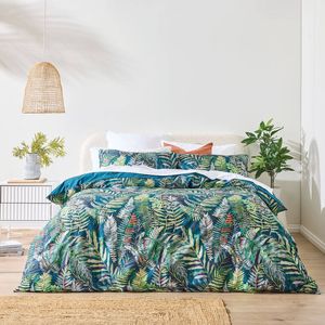 Kas Australia Fernly Quilt Cover Set Cotton Sateen Multi Queen